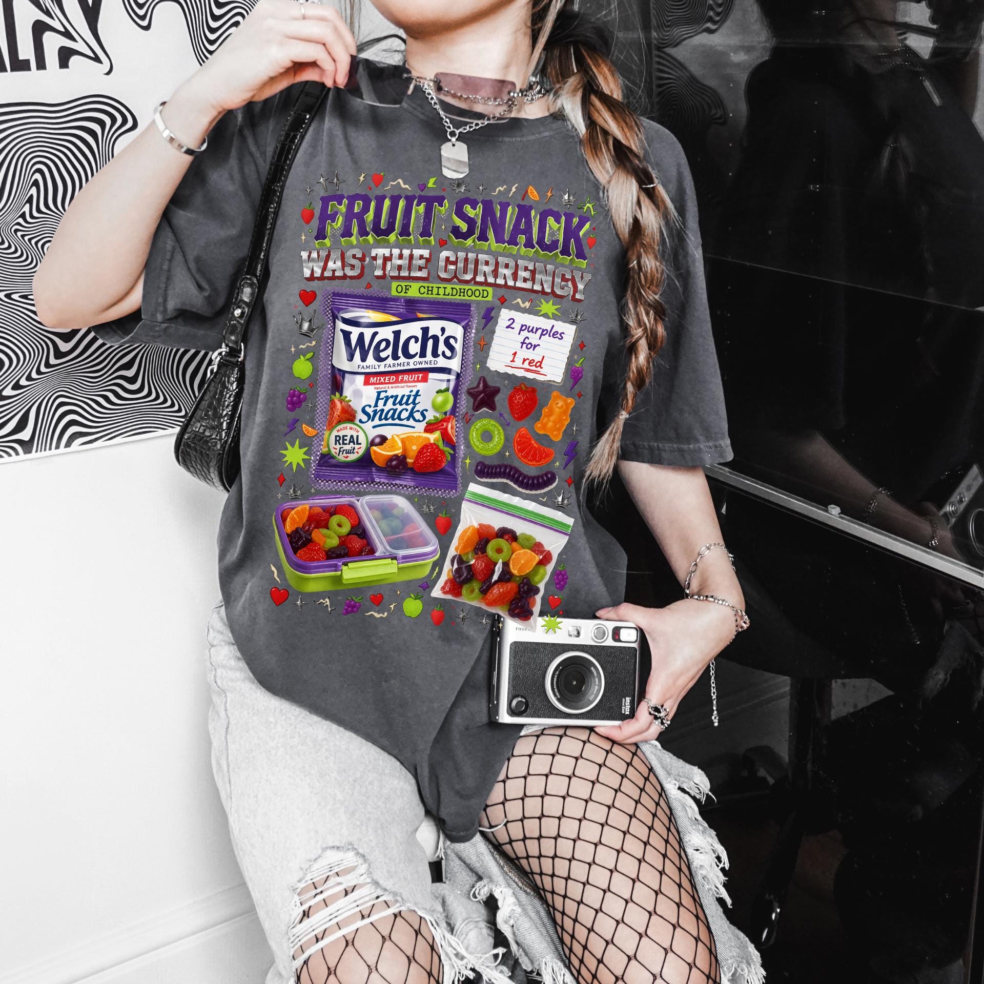 Fruit Snack Was The Currency T-Shirt | Retro Graphic Tee | Vintage Nostalgia Gift