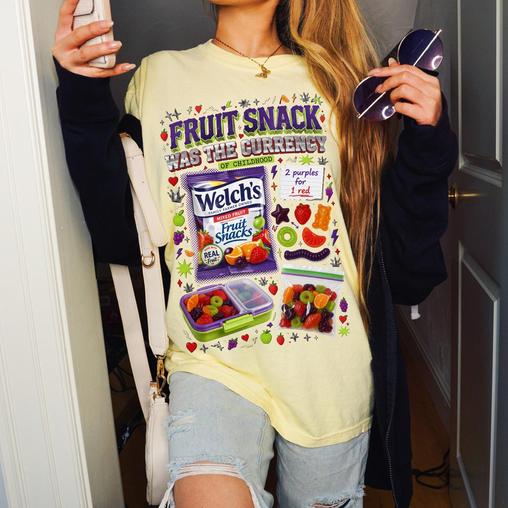 Fruit Snack Was The Currency T-Shirt | Retro Graphic Tee | Vintage Nostalgia Gift