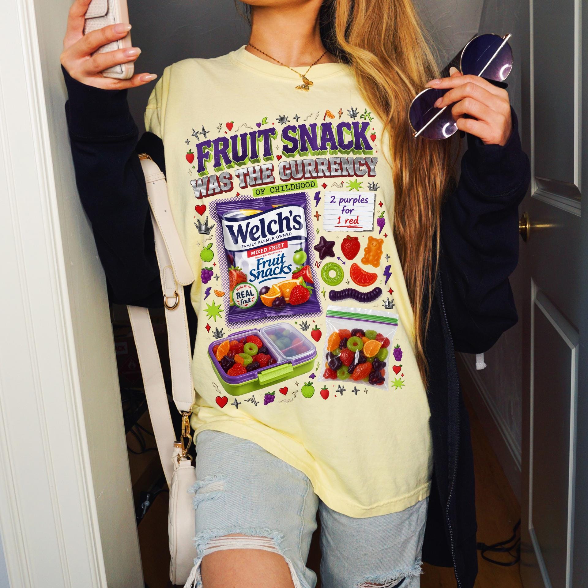 Fruit Snack Was The Currency T-Shirt | Retro Graphic Tee | Vintage Nostalgia Gift