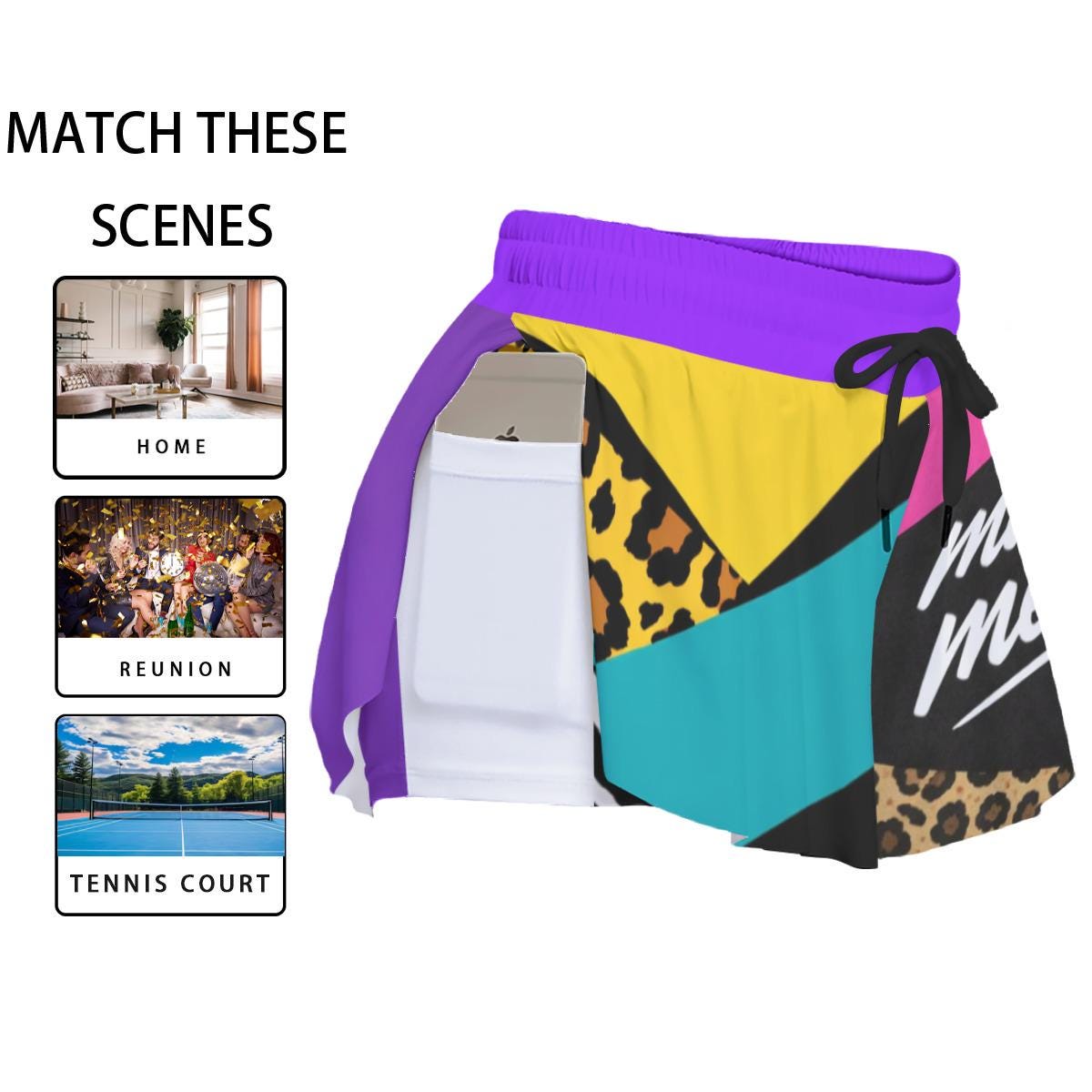 Y2K Retro Colorblock Athletic Shorts, 90s Neon Workout Double Layer Shorts