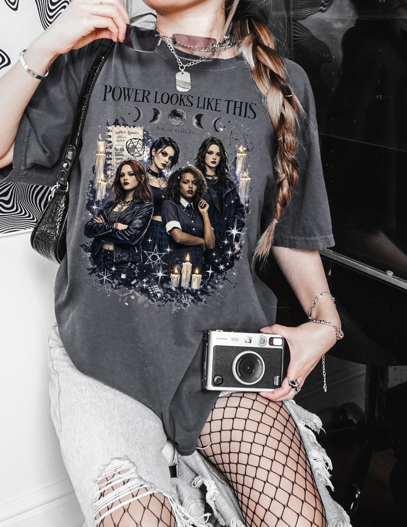 Witchy Moon Phases Power Statement T-Shirt | Gothic Candle Portrait Design Graphic Tee