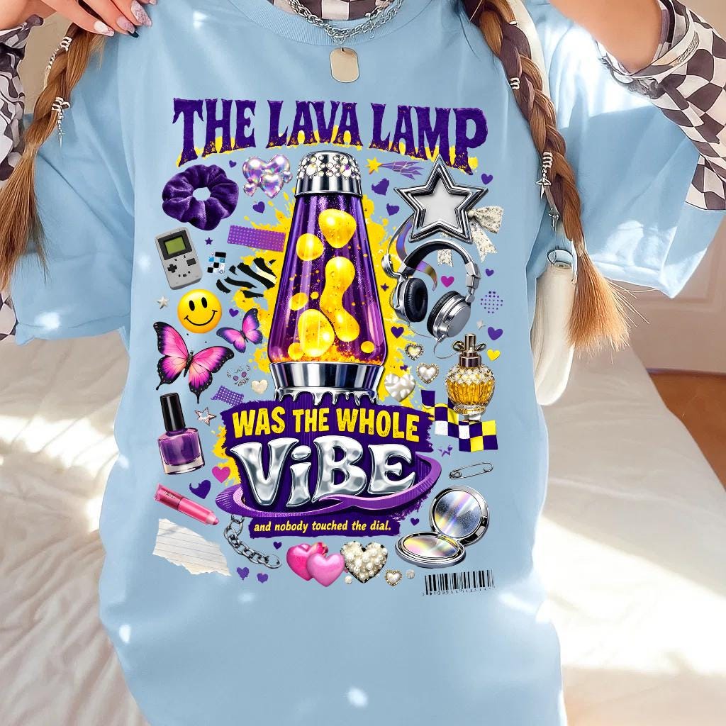 Lava Lamp Collage T-Shirt | Retro 90s Vibe Graphic Tee, Psychedelic Nostalgia Festival Groovy Streetwear