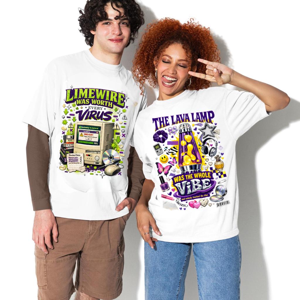 Lava Lamp Collage T-Shirt | Retro 90s Vibe Graphic Tee, Psychedelic Nostalgia Festival Groovy Streetwear