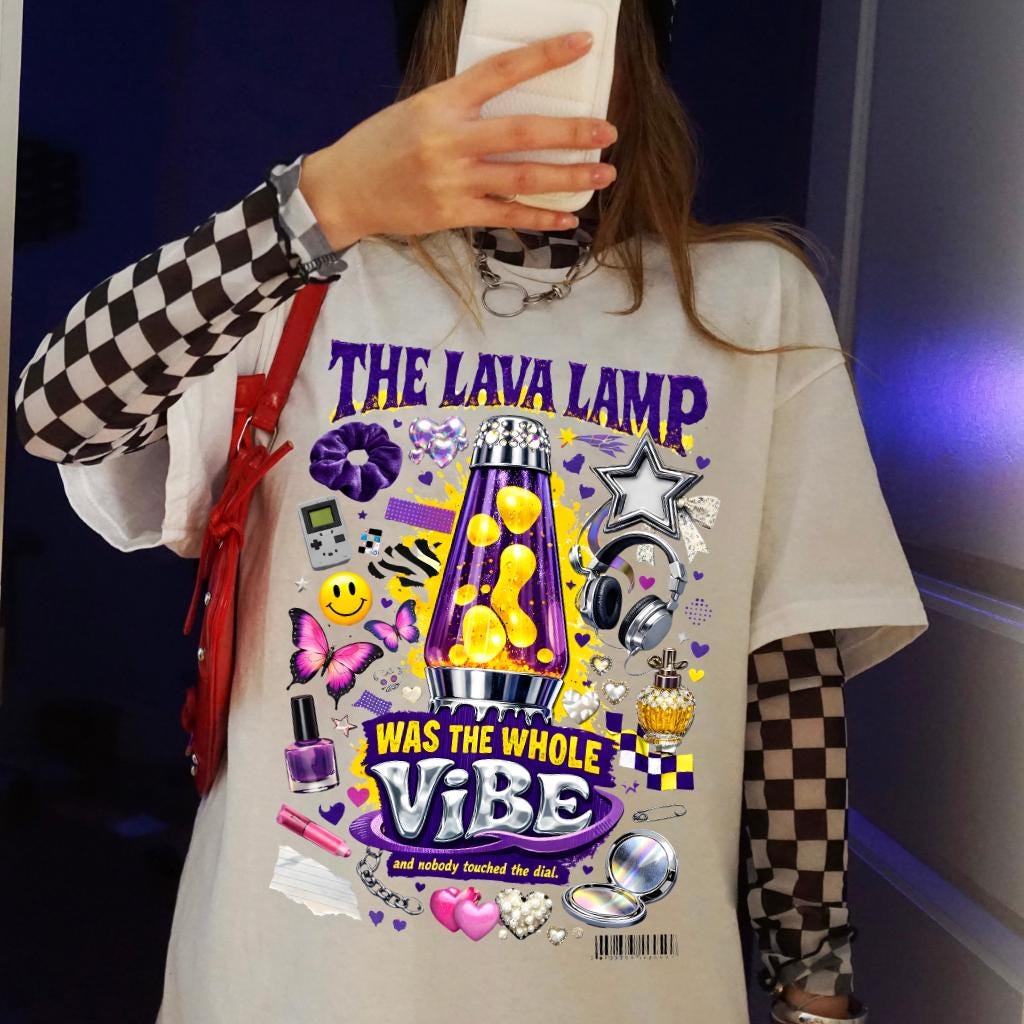 Lava Lamp Collage T-Shirt | Retro 90s Vibe Graphic Tee, Psychedelic Nostalgia Festival Groovy Streetwear