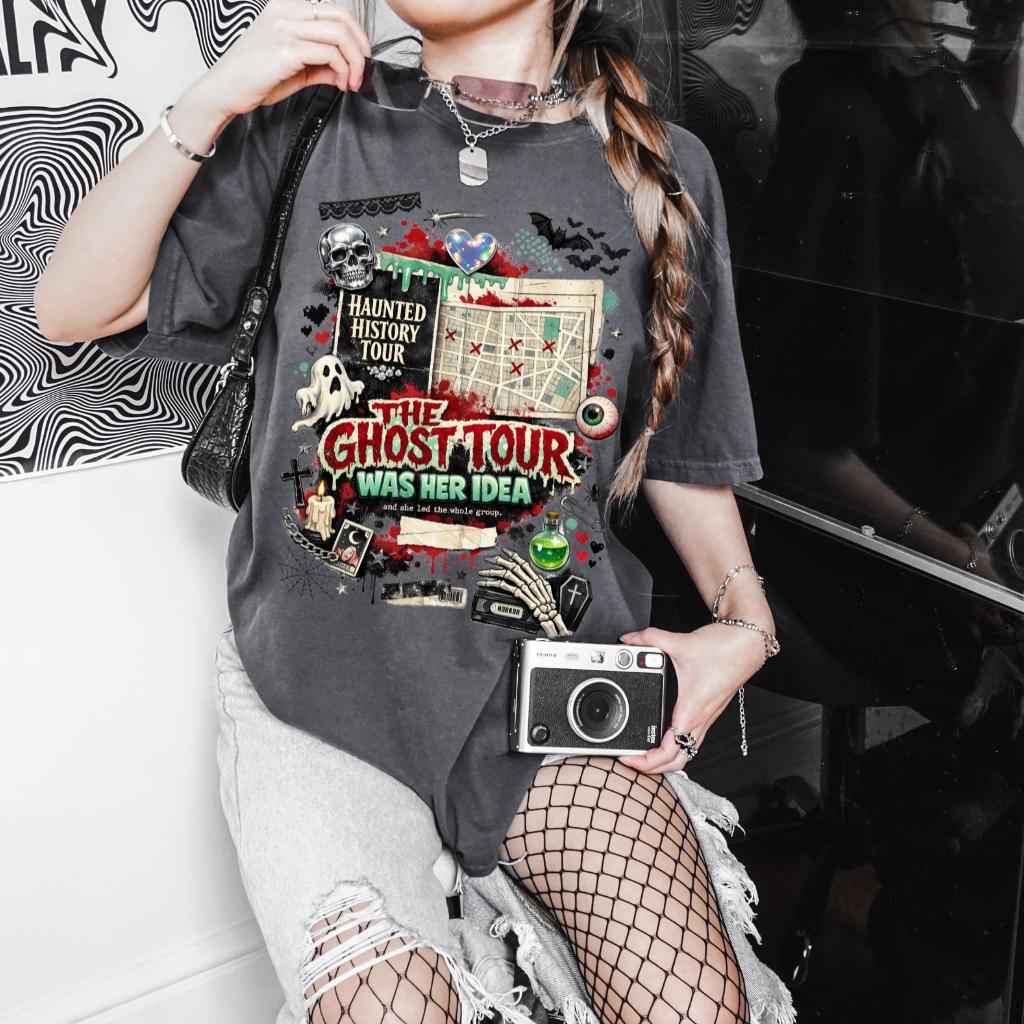 The Ghost Tour Was Her Idea T-shirt | Haunted History Tour Horror Design