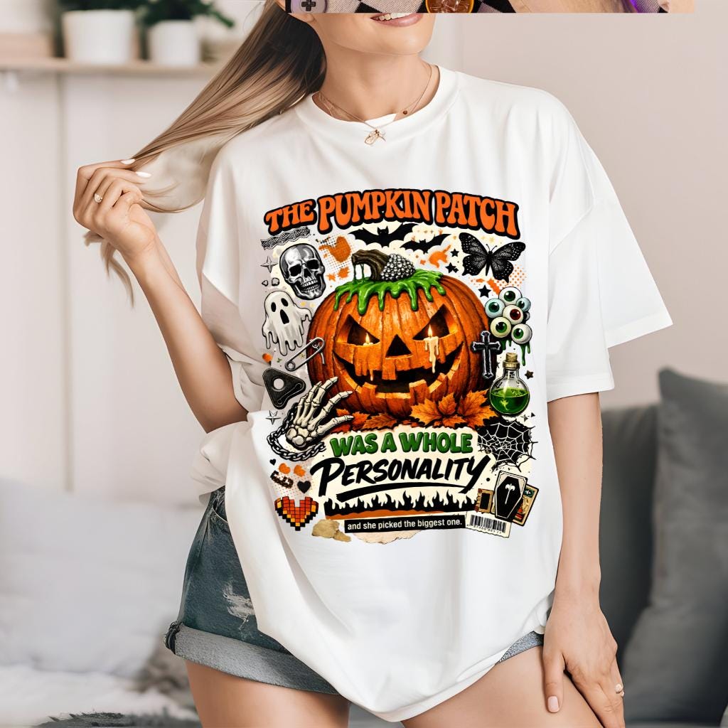 Pumpkin Patch Jack-o'-Lantern T-shirt | Halloween Pumpkin Skull Bats