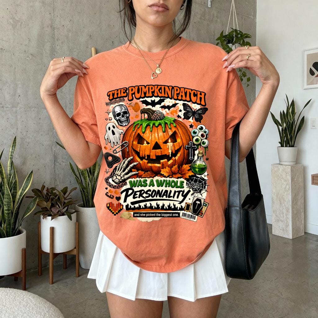 Pumpkin Patch Jack-o'-Lantern T-shirt | Halloween Pumpkin Skull Bats