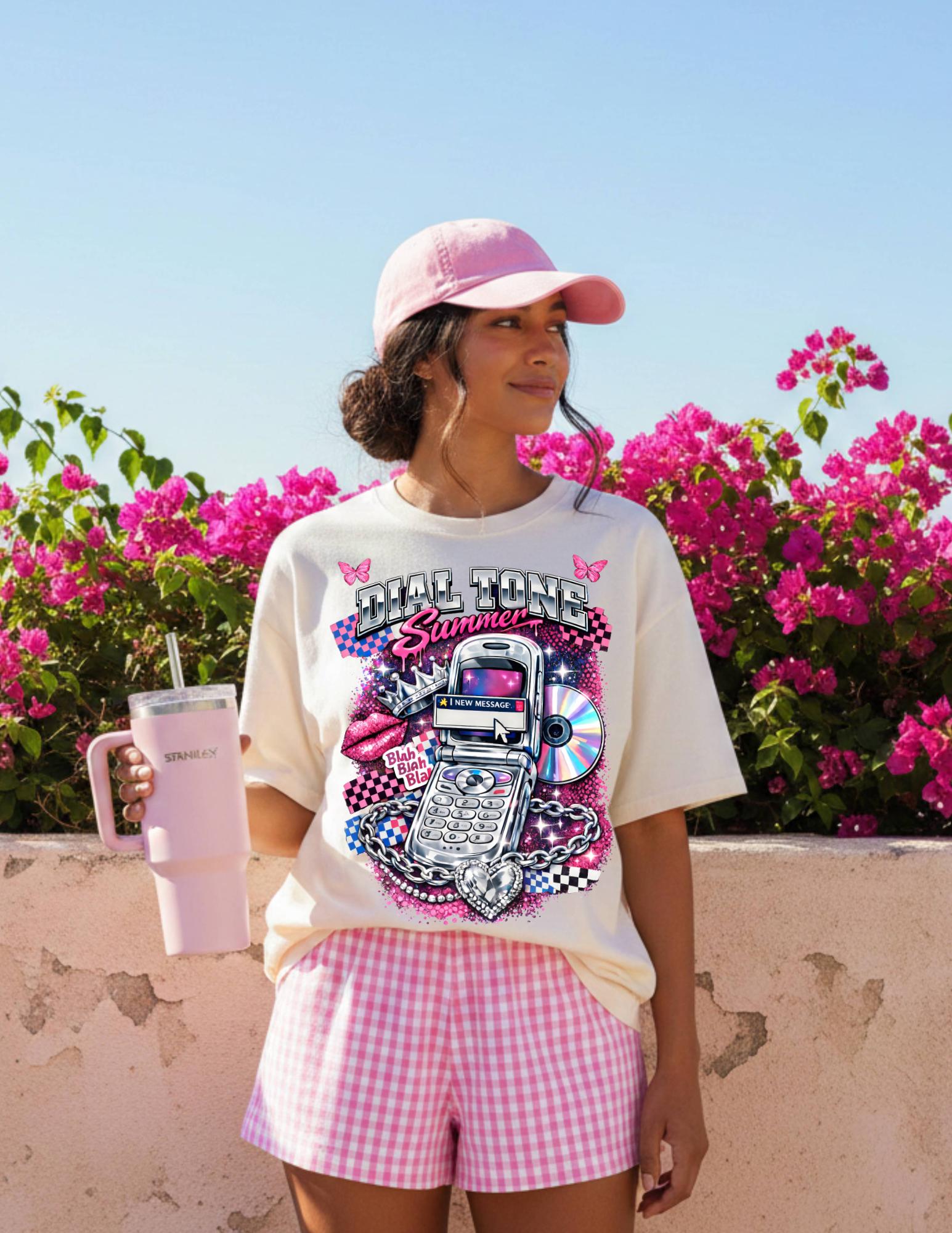 Retro Flip Phone Graphic T-Shirt | Y2K CD Checkerboard Tee