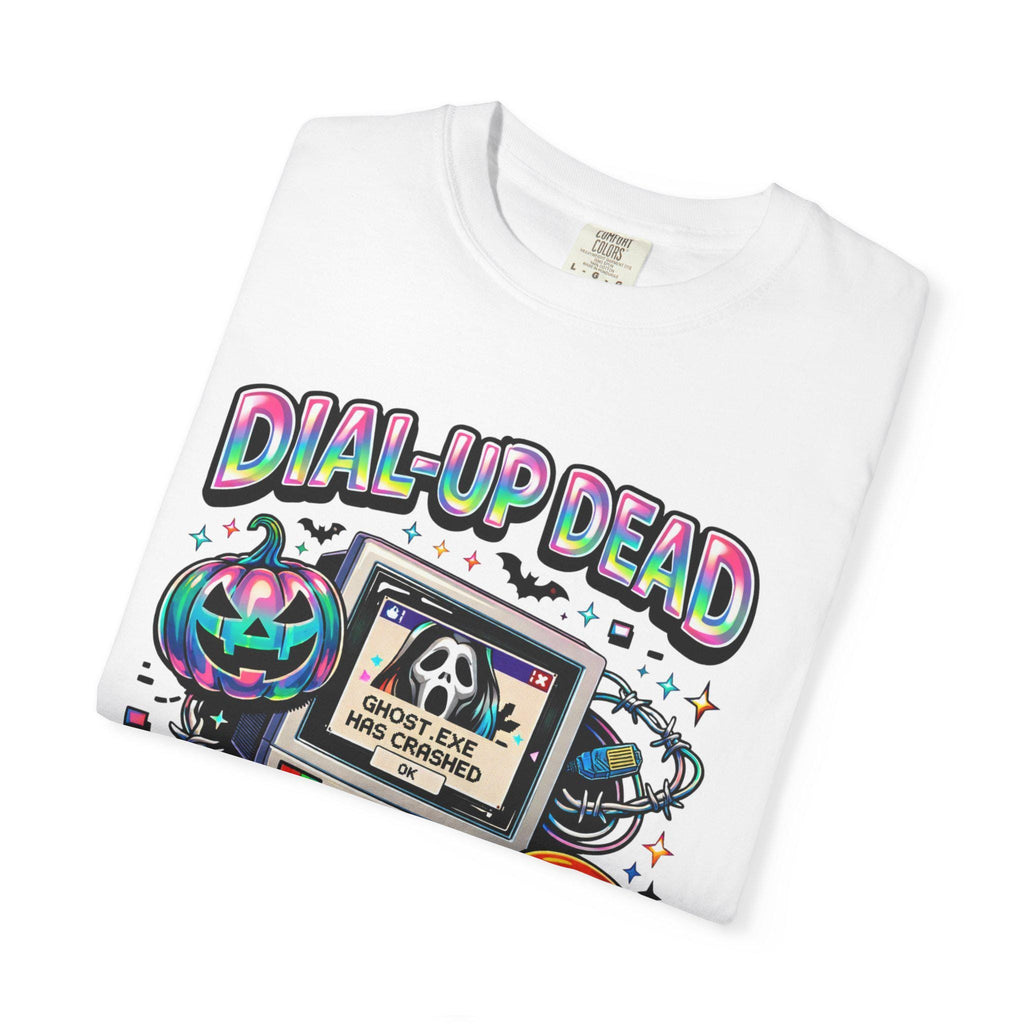 Dial-Up Dead Retro Horror Computer T-Shirt Halloween Skull Pumpkin Design Gothic Vintage Tee