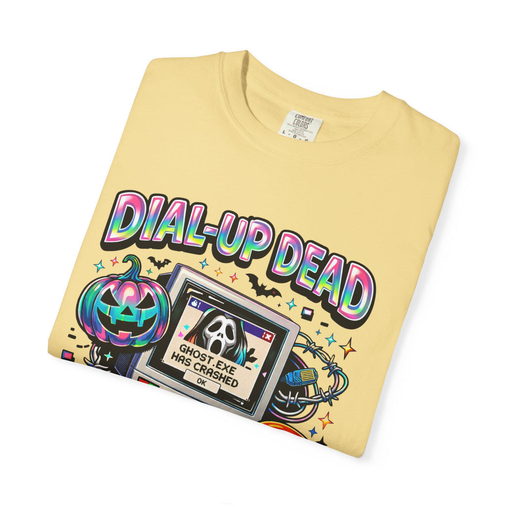 Dial-Up Dead Retro Horror Computer T-Shirt Halloween Skull Pumpkin Design Gothic Vintage Tee