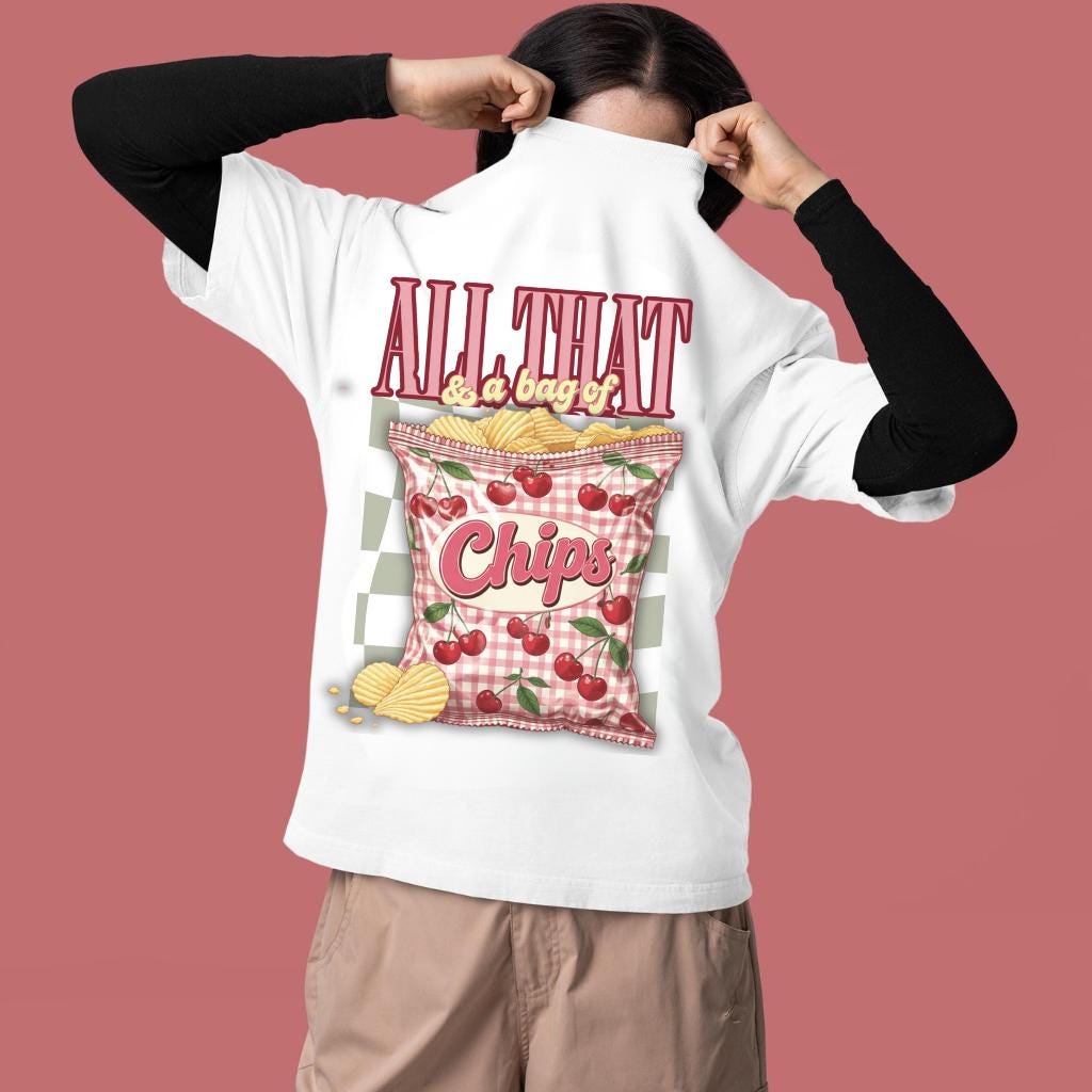 Retro Cherry Chips Graphic Tee: 90s Y2K Comfort Colors Nostalgic Shirt