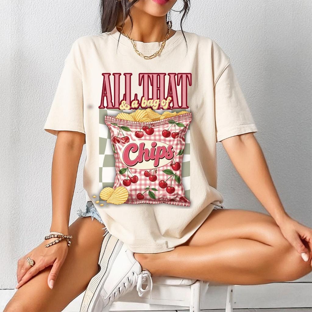 Retro Cherry Chips Graphic Tee: 90s Y2K Comfort Colors Nostalgic Shirt