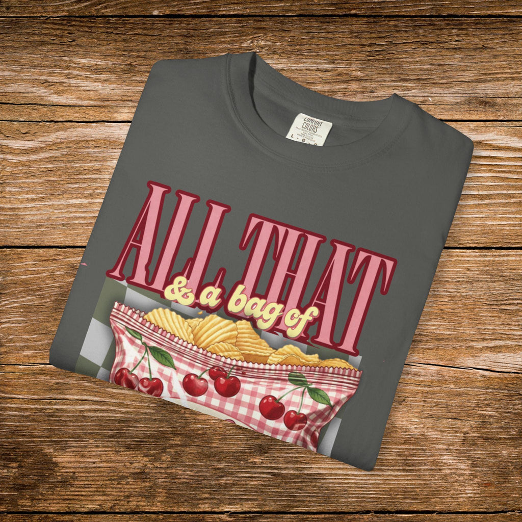 Retro Cherry Chips Graphic Tee: 90s Y2K Comfort Colors Nostalgic Shirt