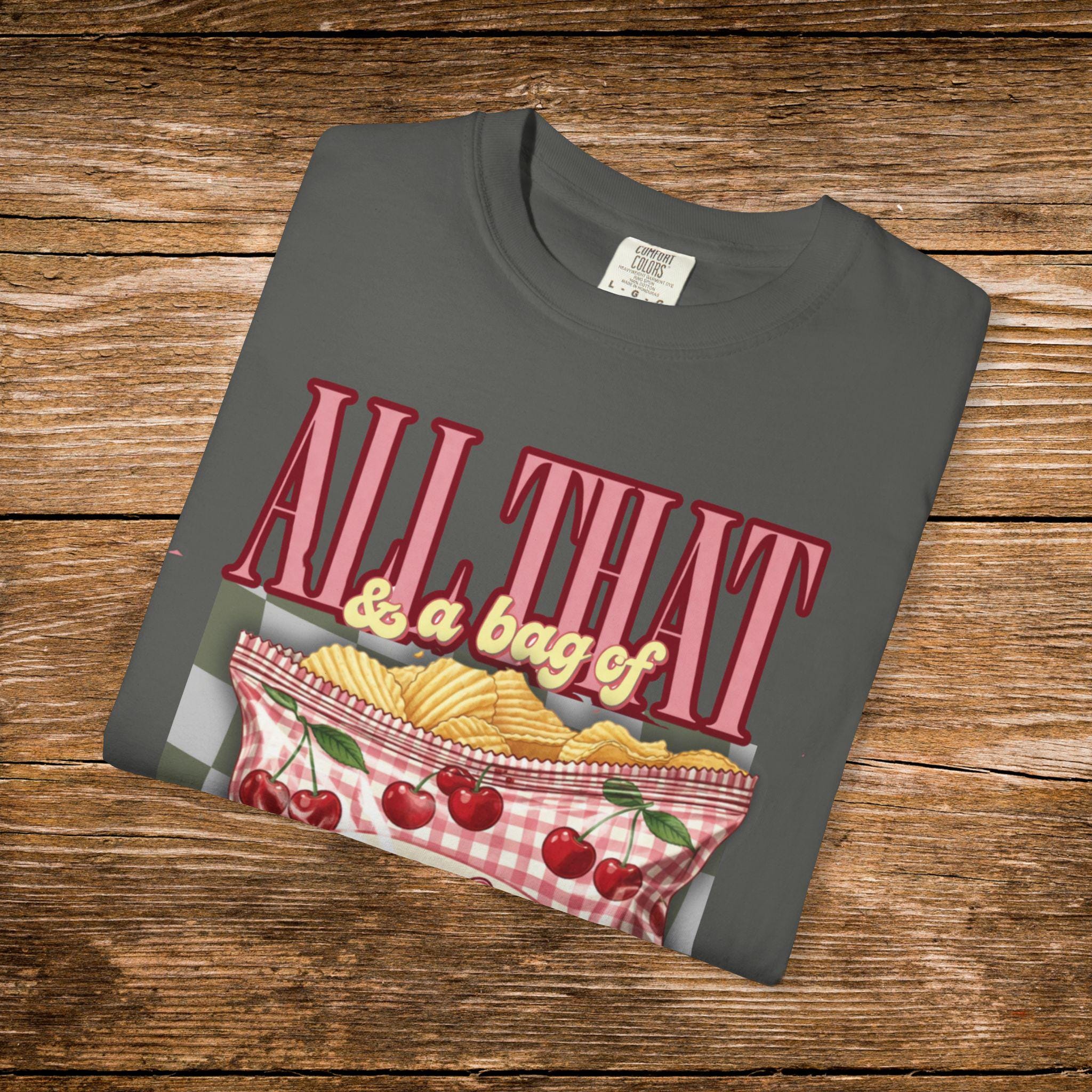 Retro Cherry Chips Graphic Tee: 90s Y2K Comfort Colors Nostalgic Shirt