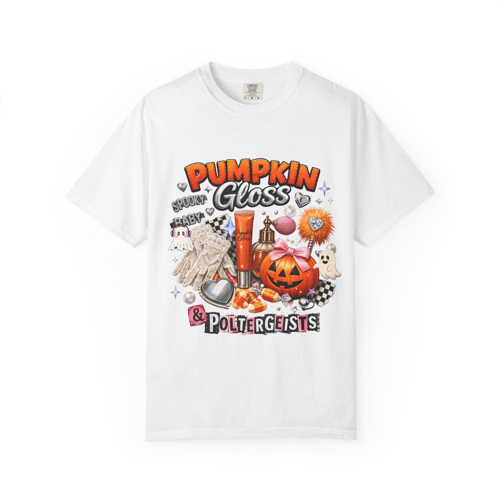 Pumpkin Gloss & Poltergeists Halloween T-Shirt | Spooky Lip Graphic Tee Ghost Fall Autumn Gift
