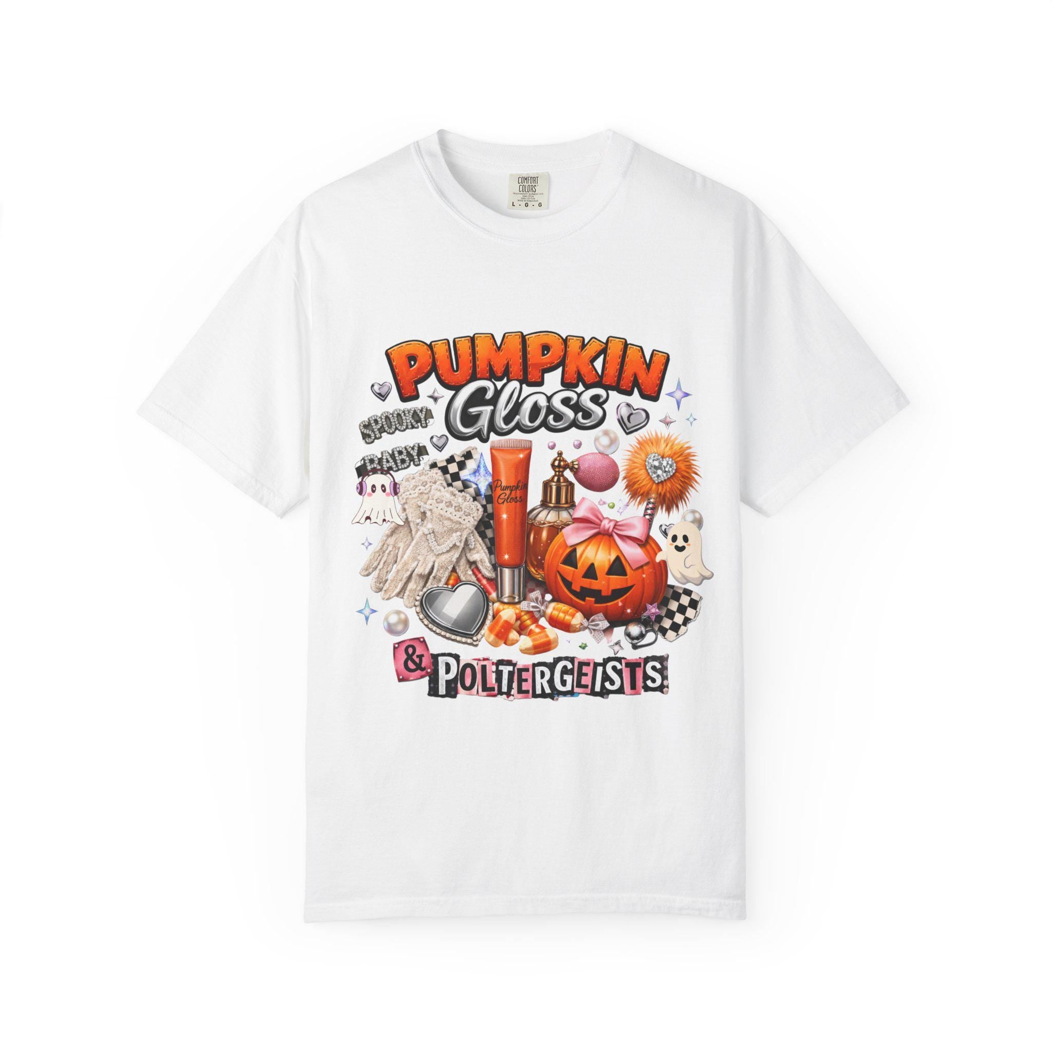 Pumpkin Gloss & Poltergeists Halloween T-Shirt | Spooky Lip Graphic Tee Ghost Fall Autumn Gift