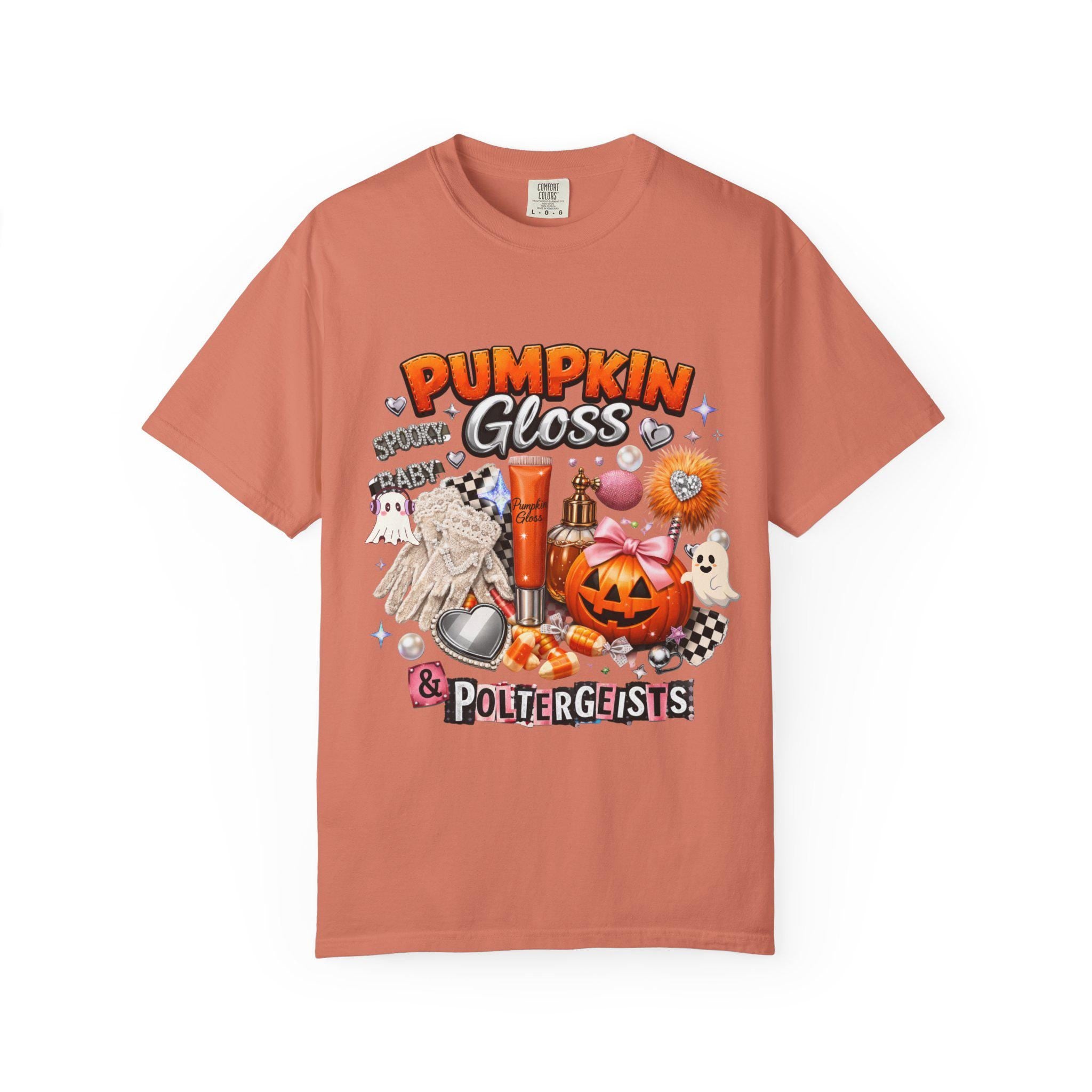 Pumpkin Gloss & Poltergeists Halloween T-Shirt | Spooky Lip Graphic Tee Ghost Fall Autumn Gift