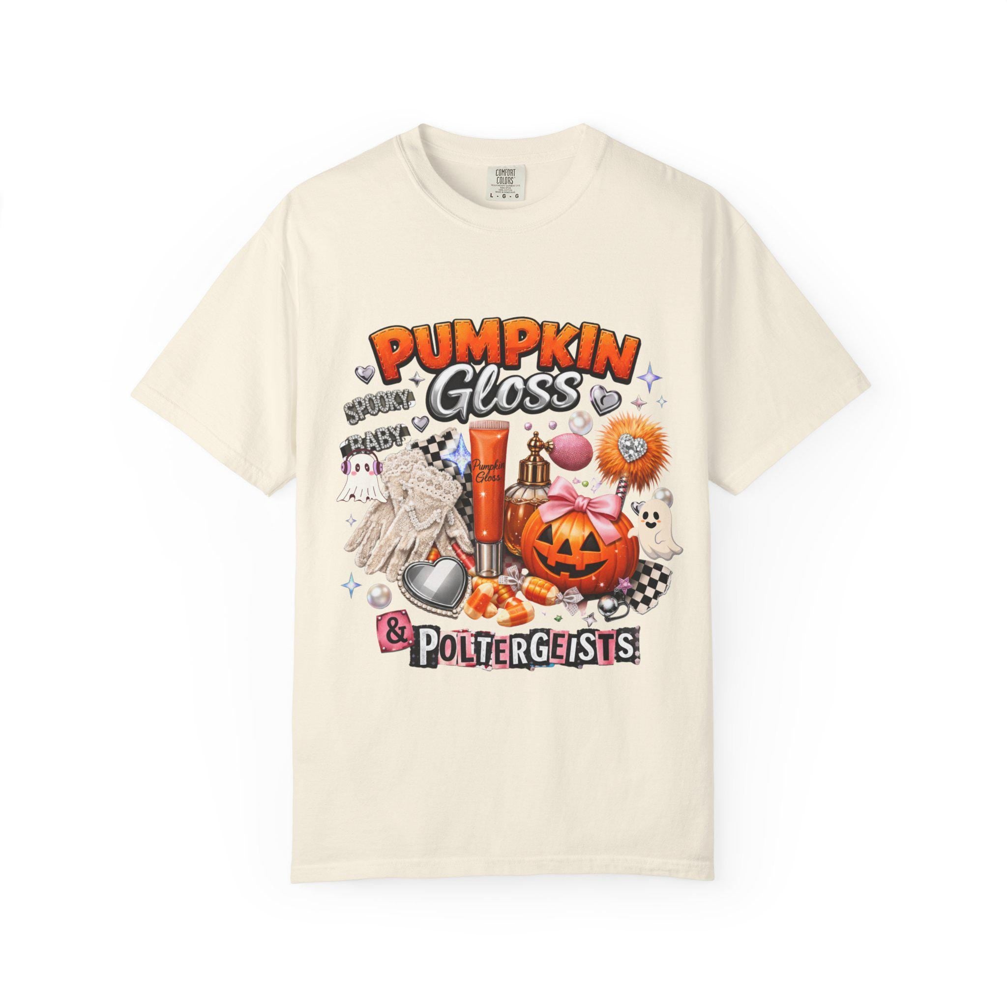 Pumpkin Gloss & Poltergeists Halloween T-Shirt | Spooky Lip Graphic Tee Ghost Fall Autumn Gift