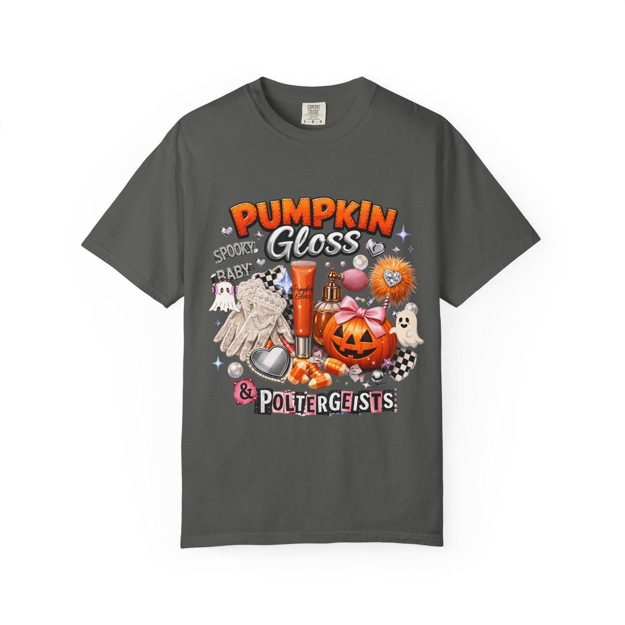 Pumpkin Gloss & Poltergeists Halloween T-Shirt | Spooky Lip Graphic Tee Ghost Fall Autumn Gift