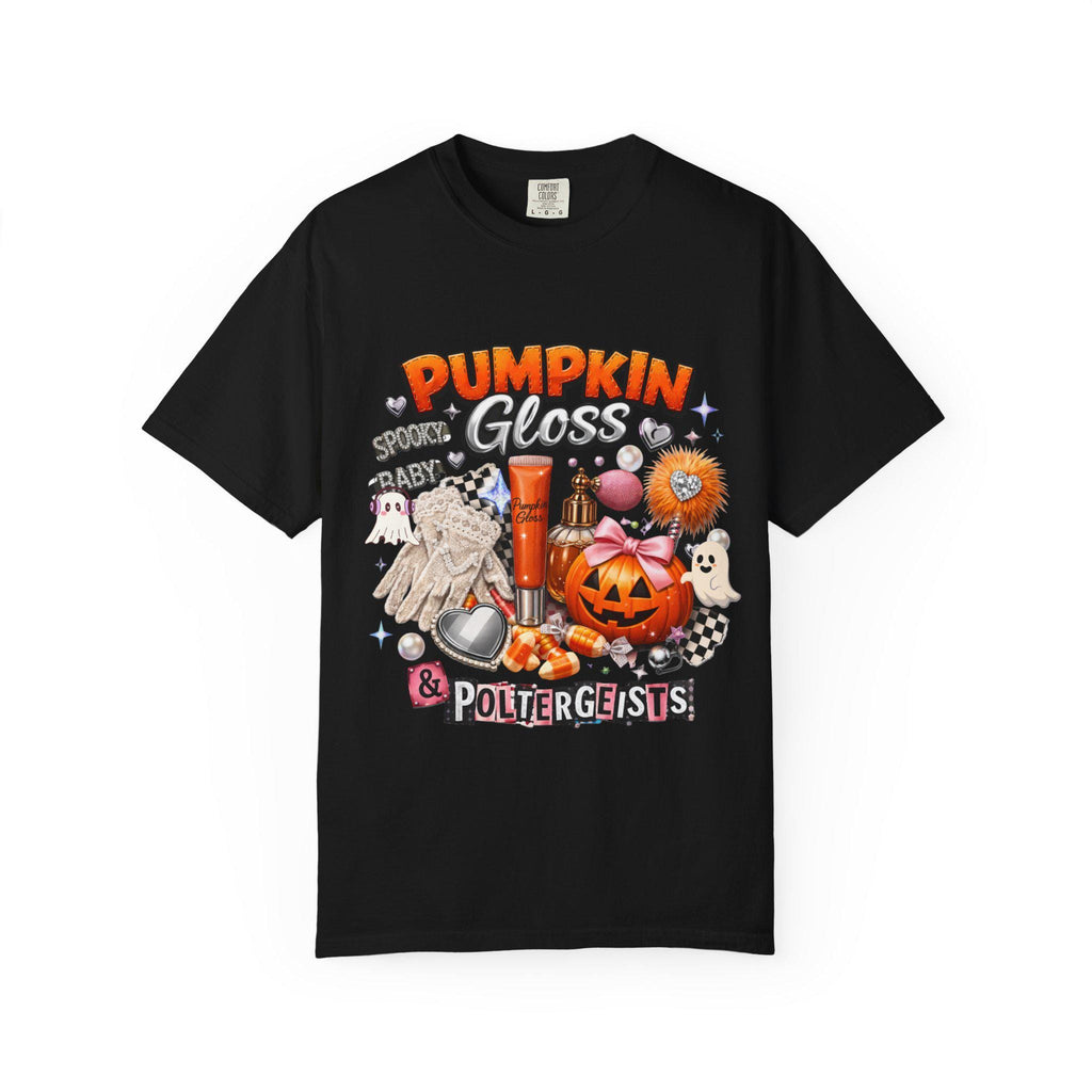 Pumpkin Gloss & Poltergeists Halloween T-Shirt | Spooky Lip Graphic Tee Ghost Fall Autumn Gift