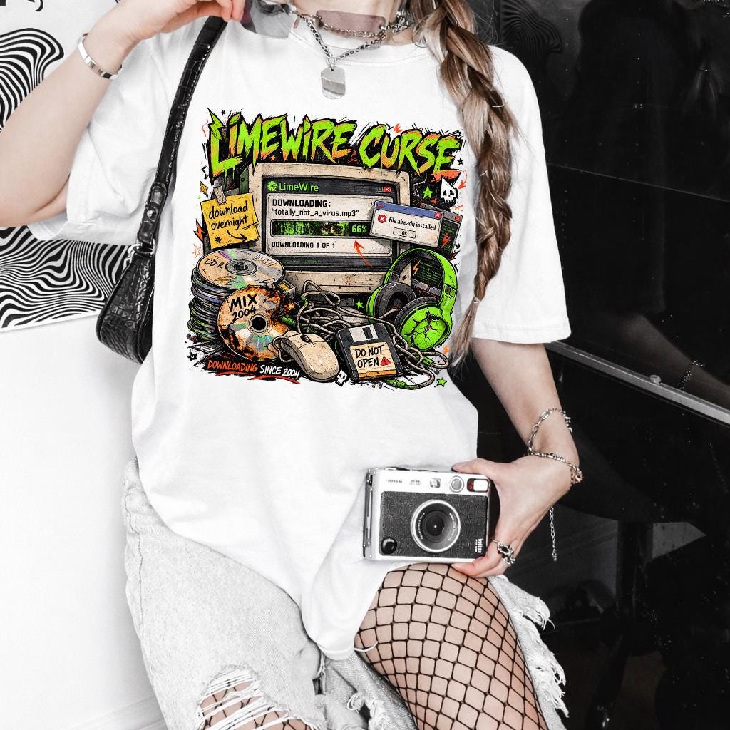 LimeWire Curse Graphic Tee | Retro File-Sharing Mixtape Design Vintage Music Shirt