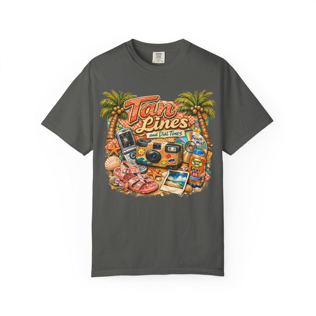 Tan Lines Retro Beach T-Shirt Vintage Camera Sunscreen Summer Vibes Vacation Tee