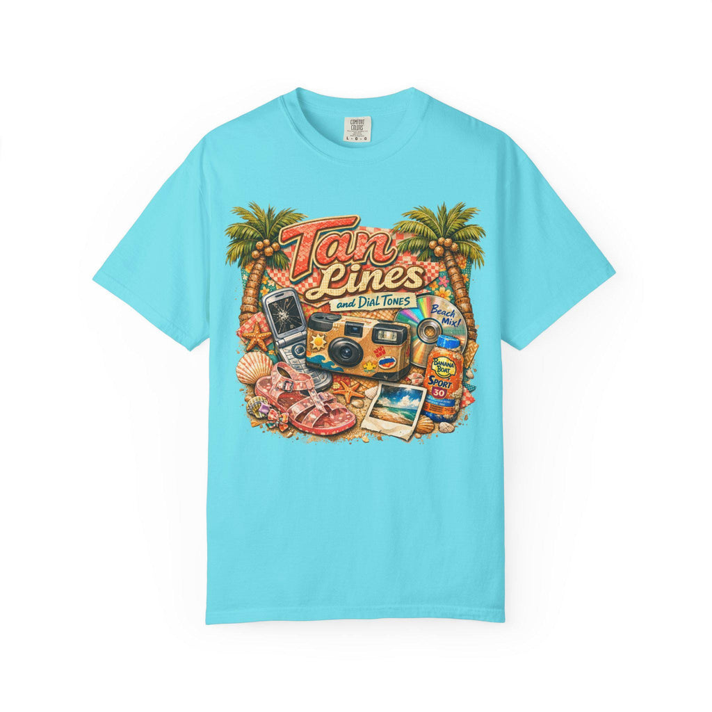 Tan Lines Retro Beach T-Shirt Vintage Camera Sunscreen Summer Vibes Vacation Tee