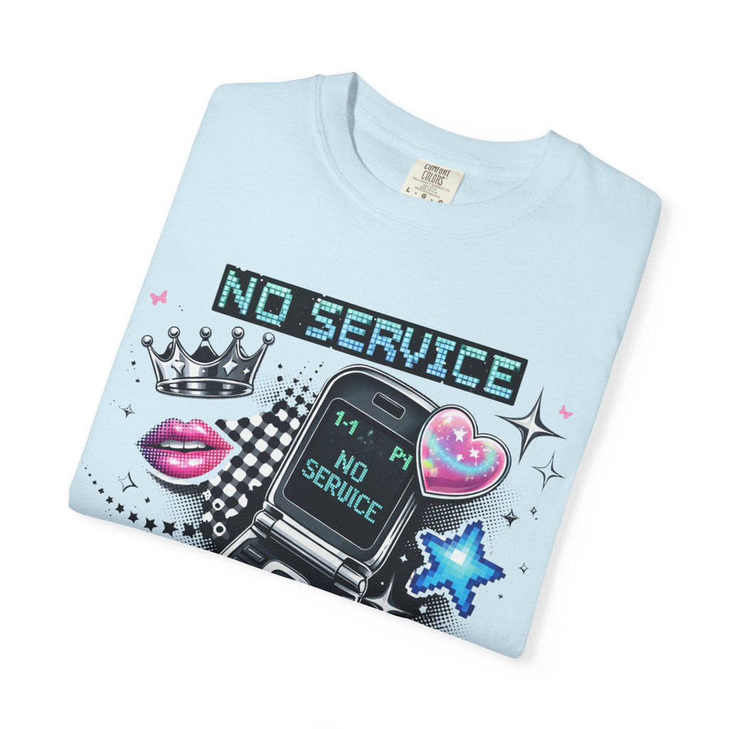 No Service Flip Phone Graphic Tee, Y2K Nostalgia Retro Top