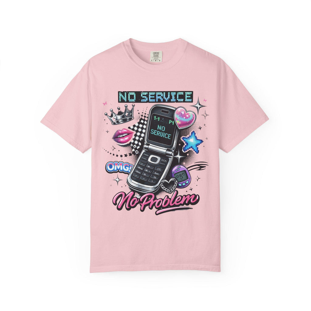 No Service Flip Phone Graphic Tee, Y2K Nostalgia Retro Top