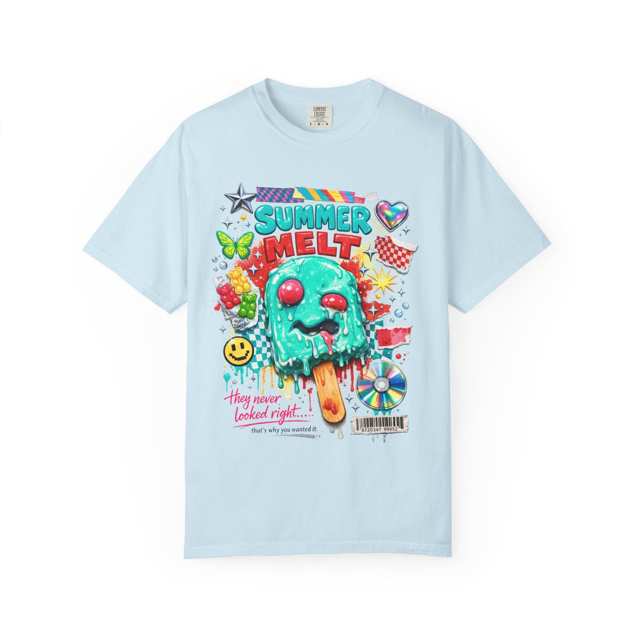 Summer Melt Popsicle Illustration T-Shirt | Colorful Retro Candy Graphic