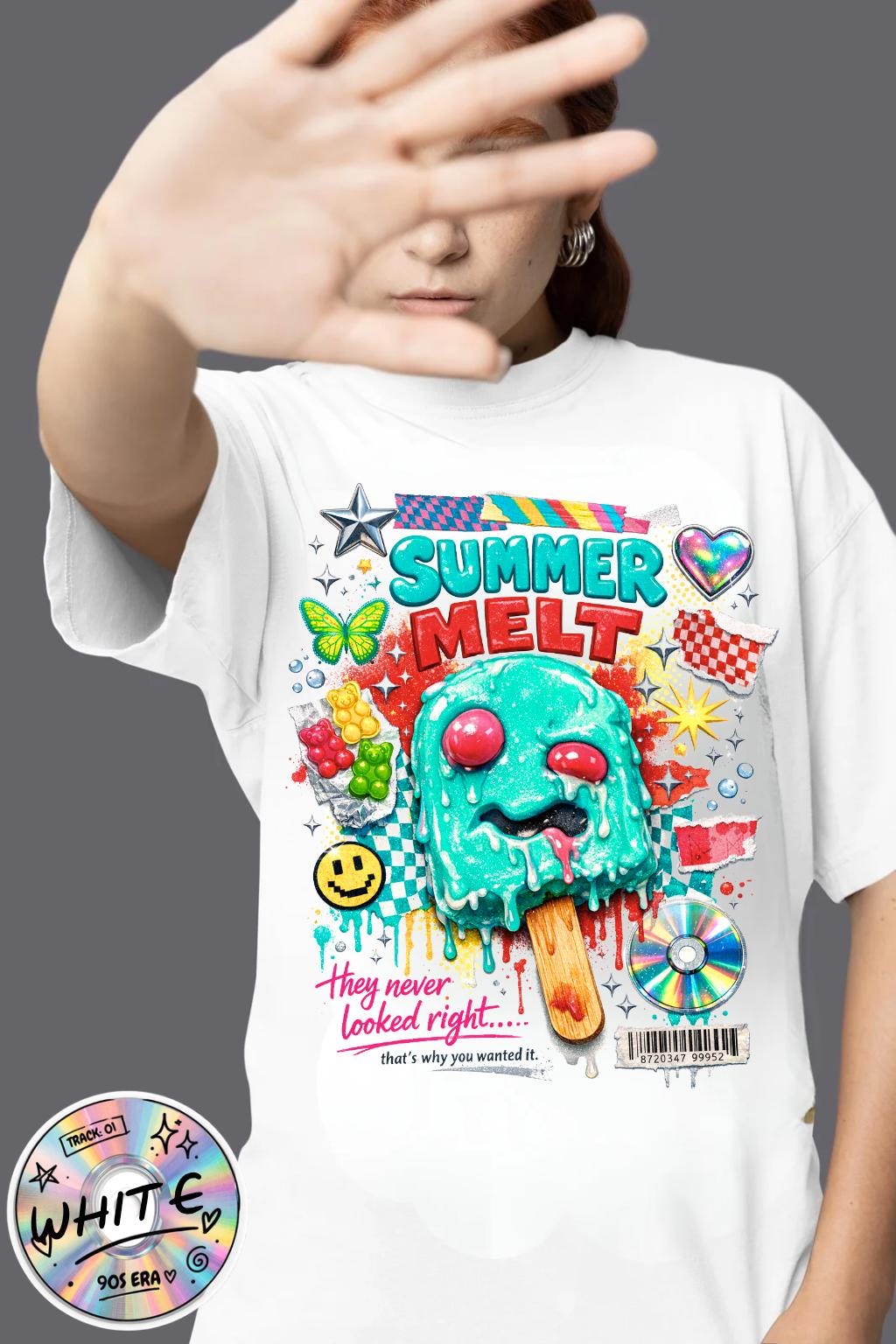 Summer Melt Popsicle Illustration T-Shirt | Colorful Retro Candy Graphic