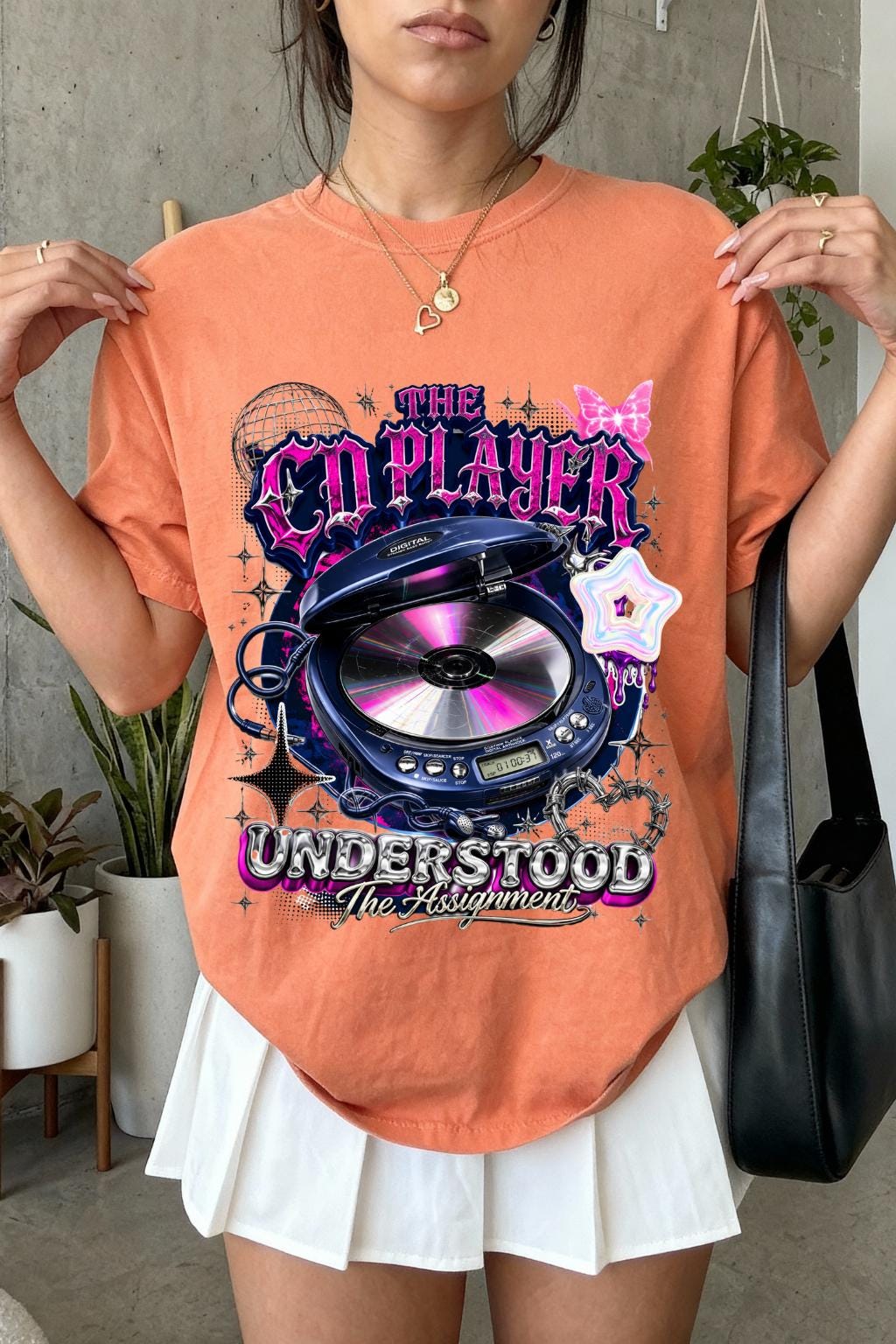 DJ Player Graphic T-Shirt | Retro Speaker, Headphones, Neon Pink Purple