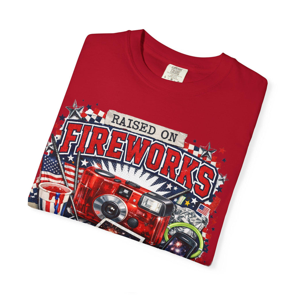 Raised on Fireworks and Freedom T-Shirt | Patriotic 4th of July Veteran Tee American Pride Gift