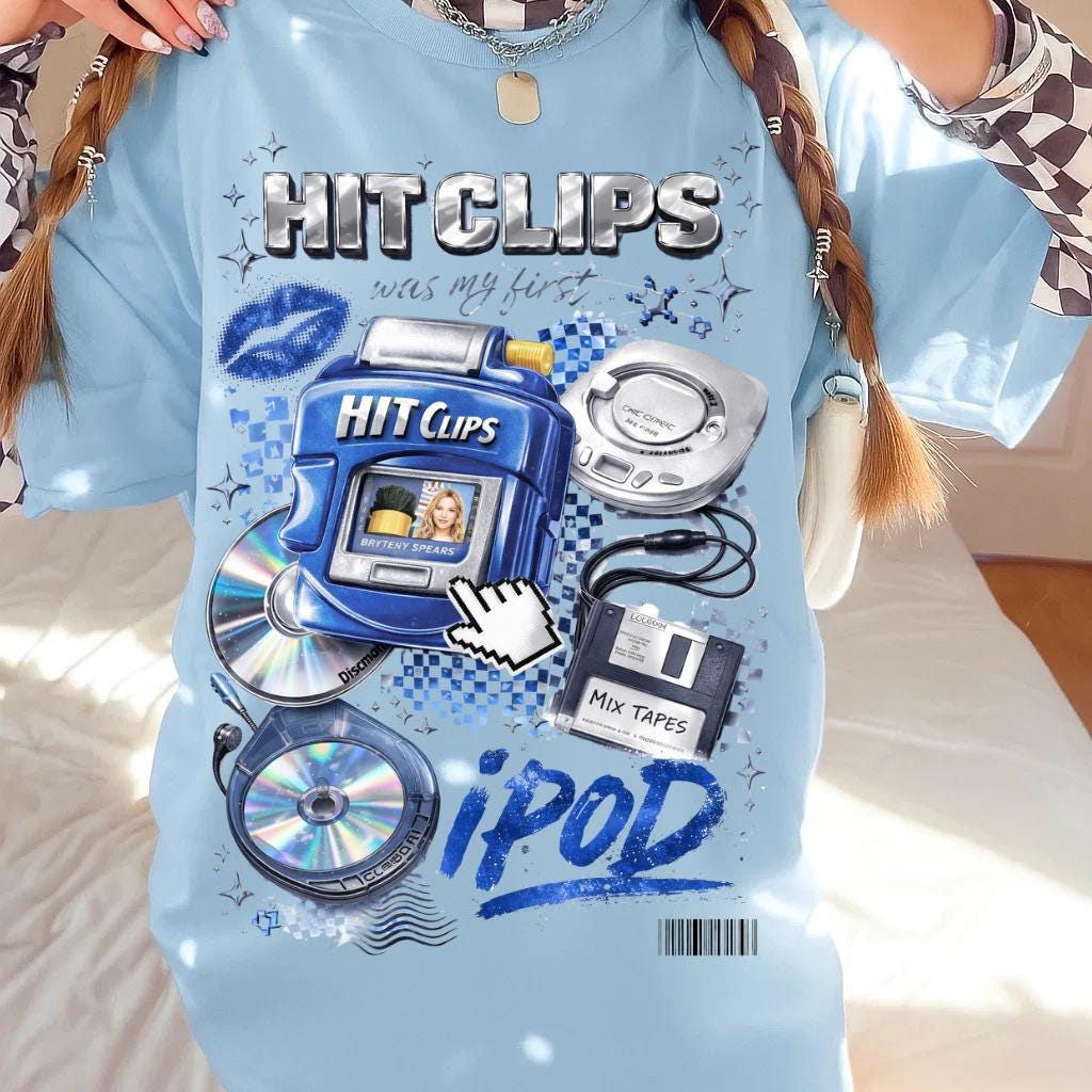 Retro iPod Cassette Collage T-Shirt | Vintage Music Graphics Tee Nostalgia Gift Unisex