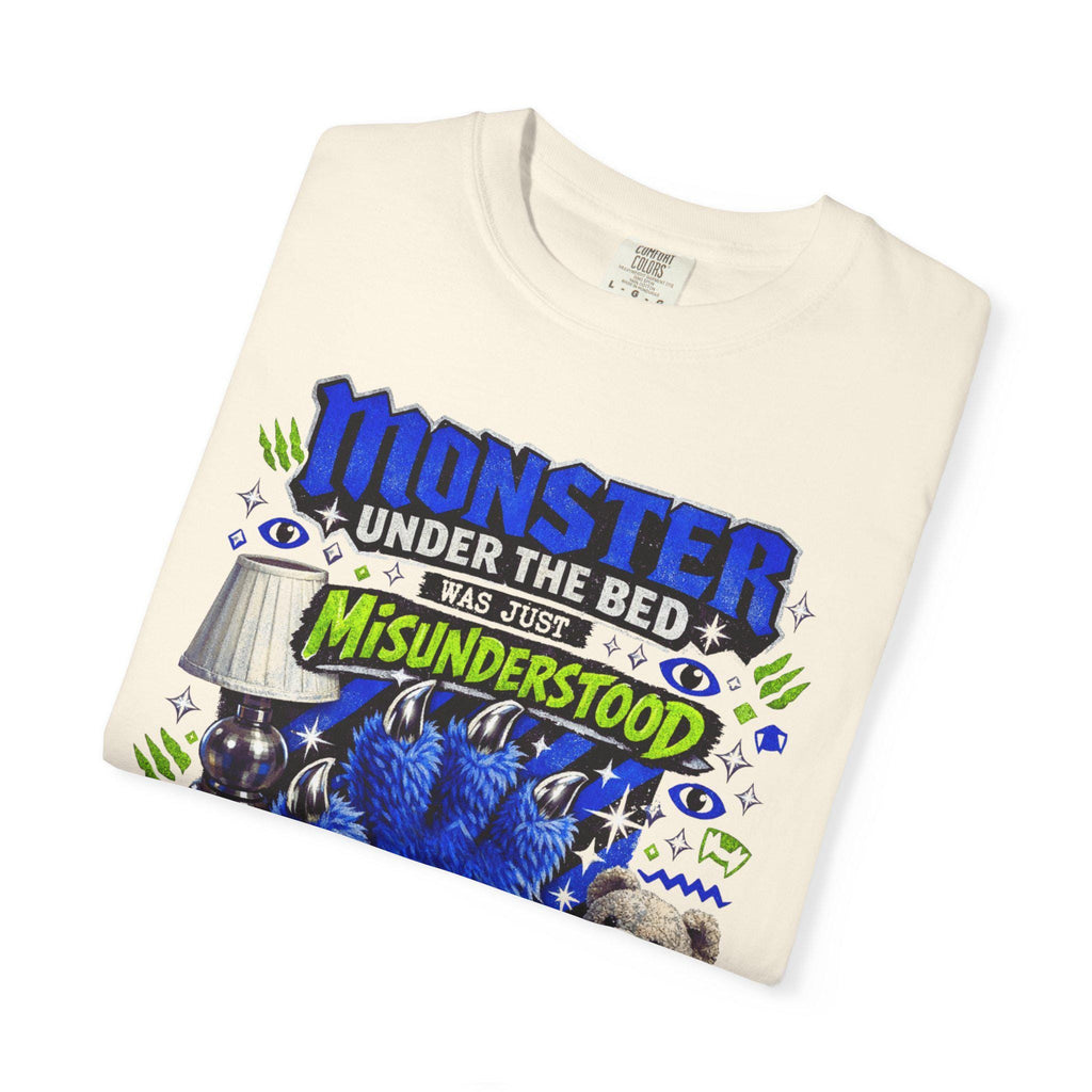 Monster Under Bed Graphic Tee | Garment-Dyed Relaxed Fit Unisex Shirt