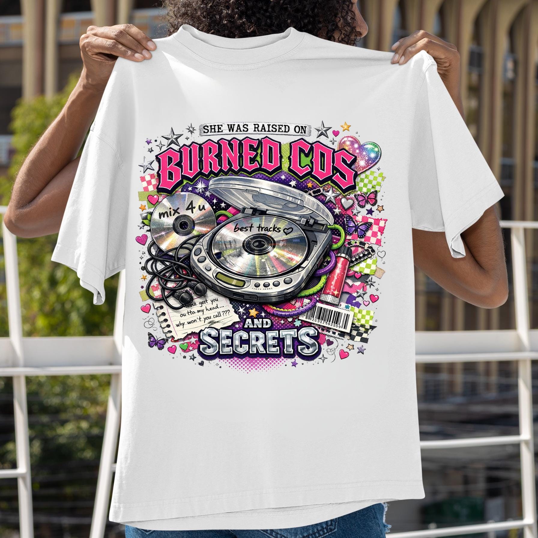 Burned CDs Secrets T-Shirt | Retro Mixtape Graphic Tee, Music Lover Unisex Shirt