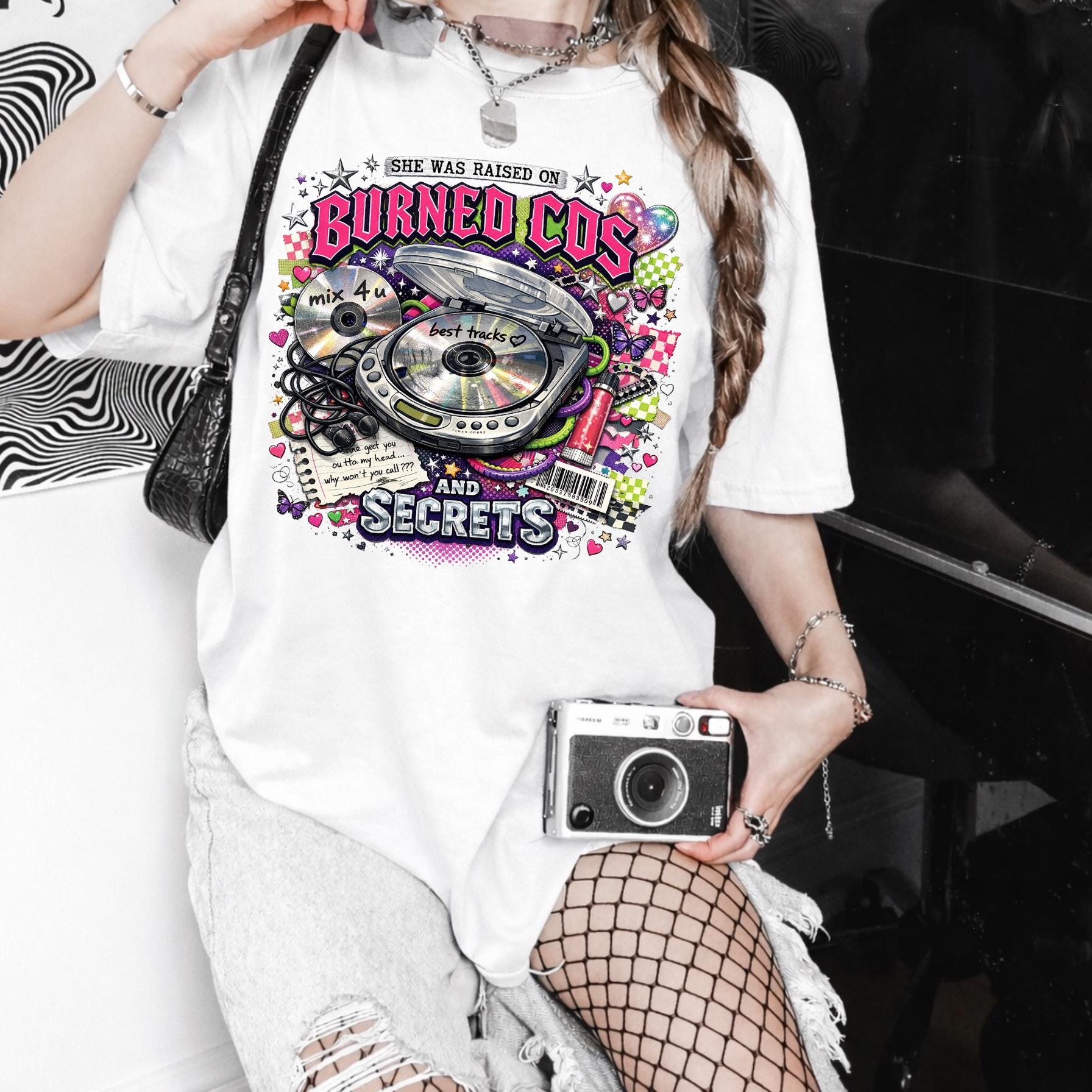 Burned CDs Secrets T-Shirt | Retro Mixtape Graphic Tee, Music Lover Unisex Shirt