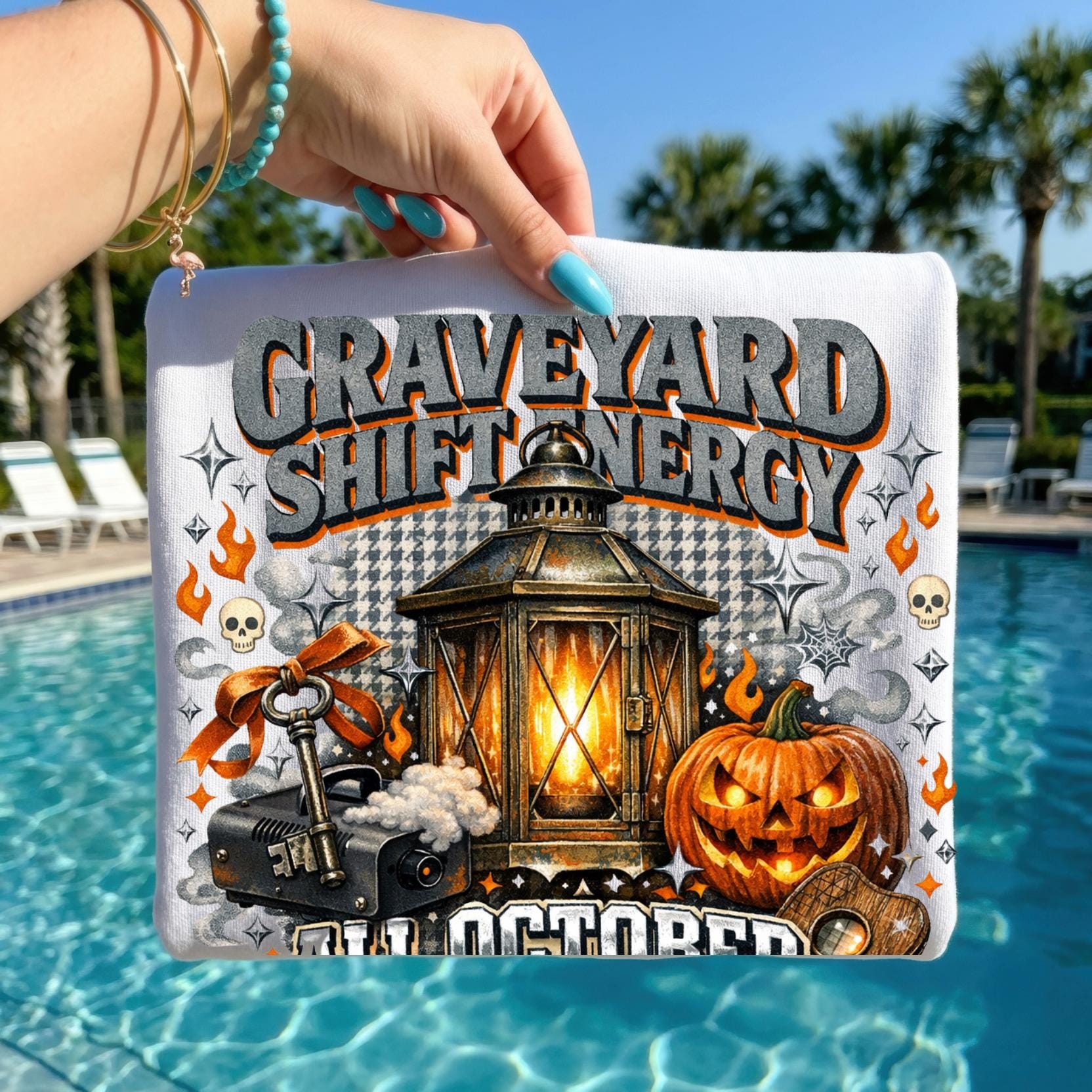Graveyard Shift Energy Halloween T-Shirt, Spooky Pumpkin Lantern Gothic Tee
