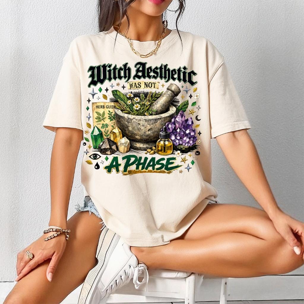 Witch Mortar Pestle T-Shirt | Botanical Witchy Graphic Tee | Pagan Herbalist Occult Fashion Gift
