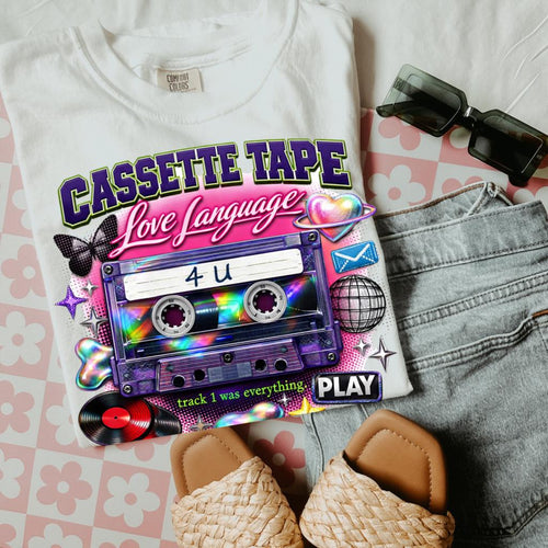 Cassette Tape Love Language T-Shirt Retro 90s Mix Vintage Music Tee Unisex Nostalgia Gift