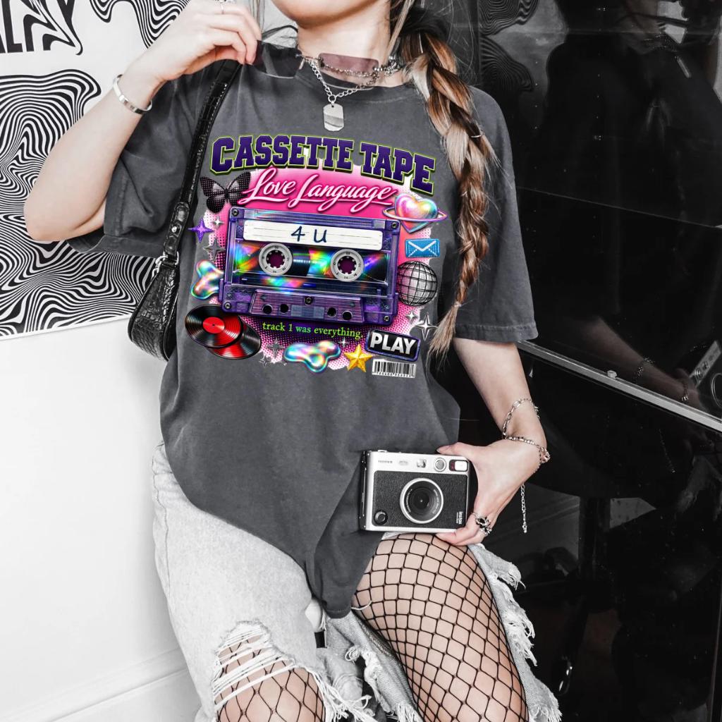 Cassette Tape Love Language T-Shirt Retro 90s Mix Vintage Music Tee Unisex Nostalgia Gift