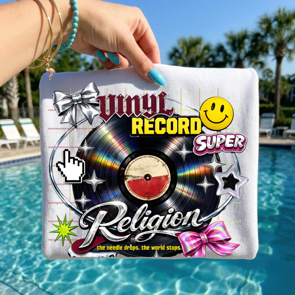 Vinyl Record Collage T-Shirt | Retro Music Pop Art Graphic Tee