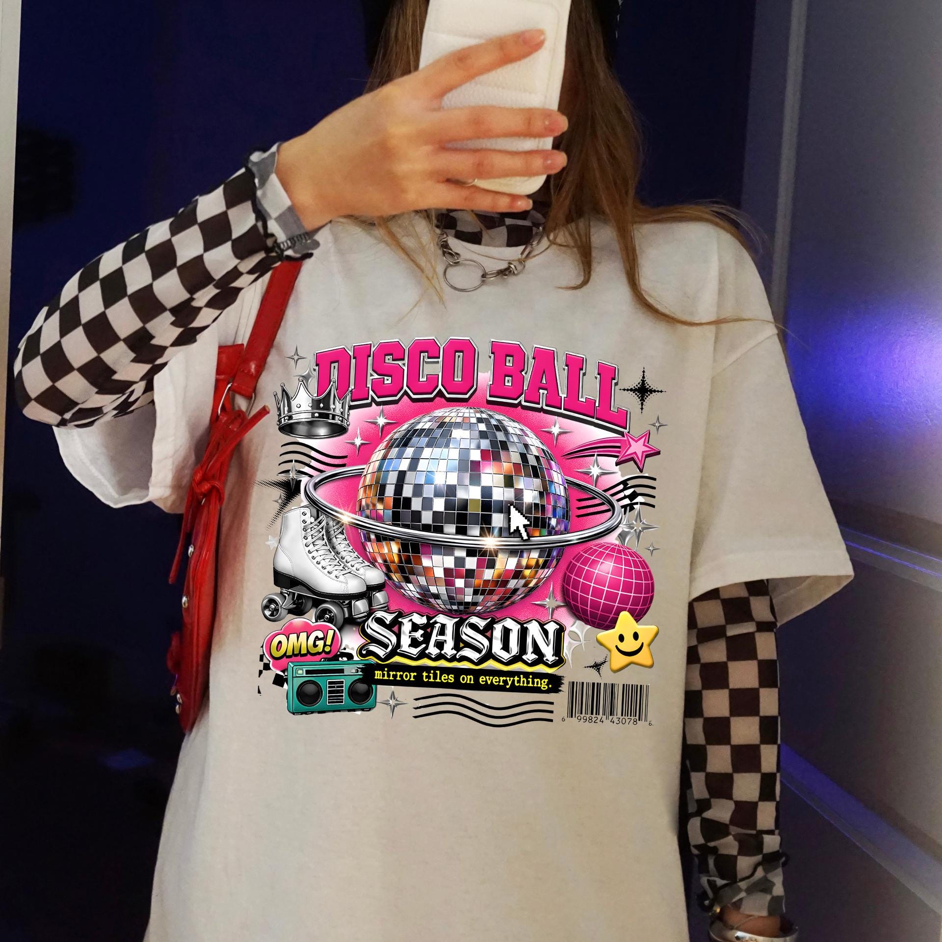 Disco Ball Season T-Shirt | Retro Mirror Graphic Tee, 90s Party Outfit