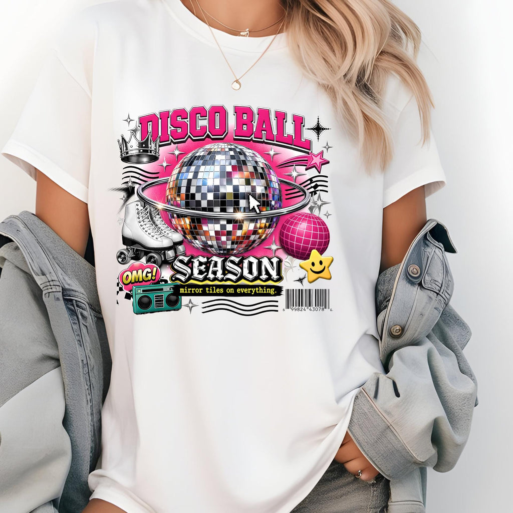 Disco Ball Season T-Shirt | Retro Mirror Graphic Tee, 90s Party Outfit