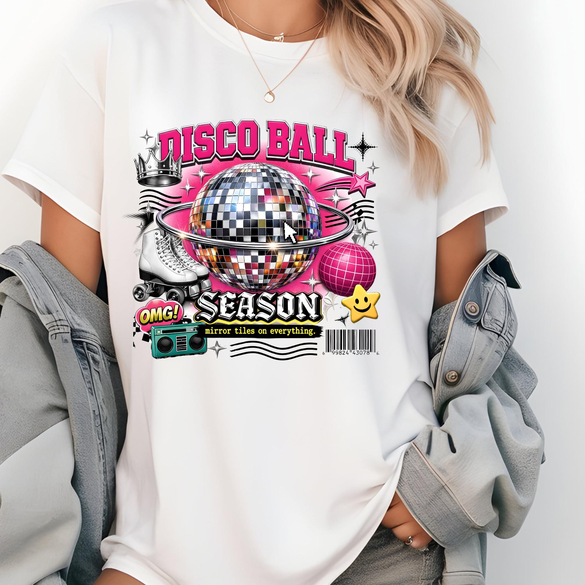 Disco Ball Season T-Shirt | Retro Mirror Graphic Tee, 90s Party Outfit