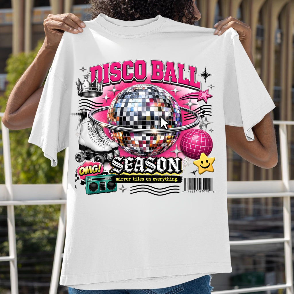 Disco Ball Season T-Shirt | Retro Mirror Graphic Tee, 90s Party Outfit