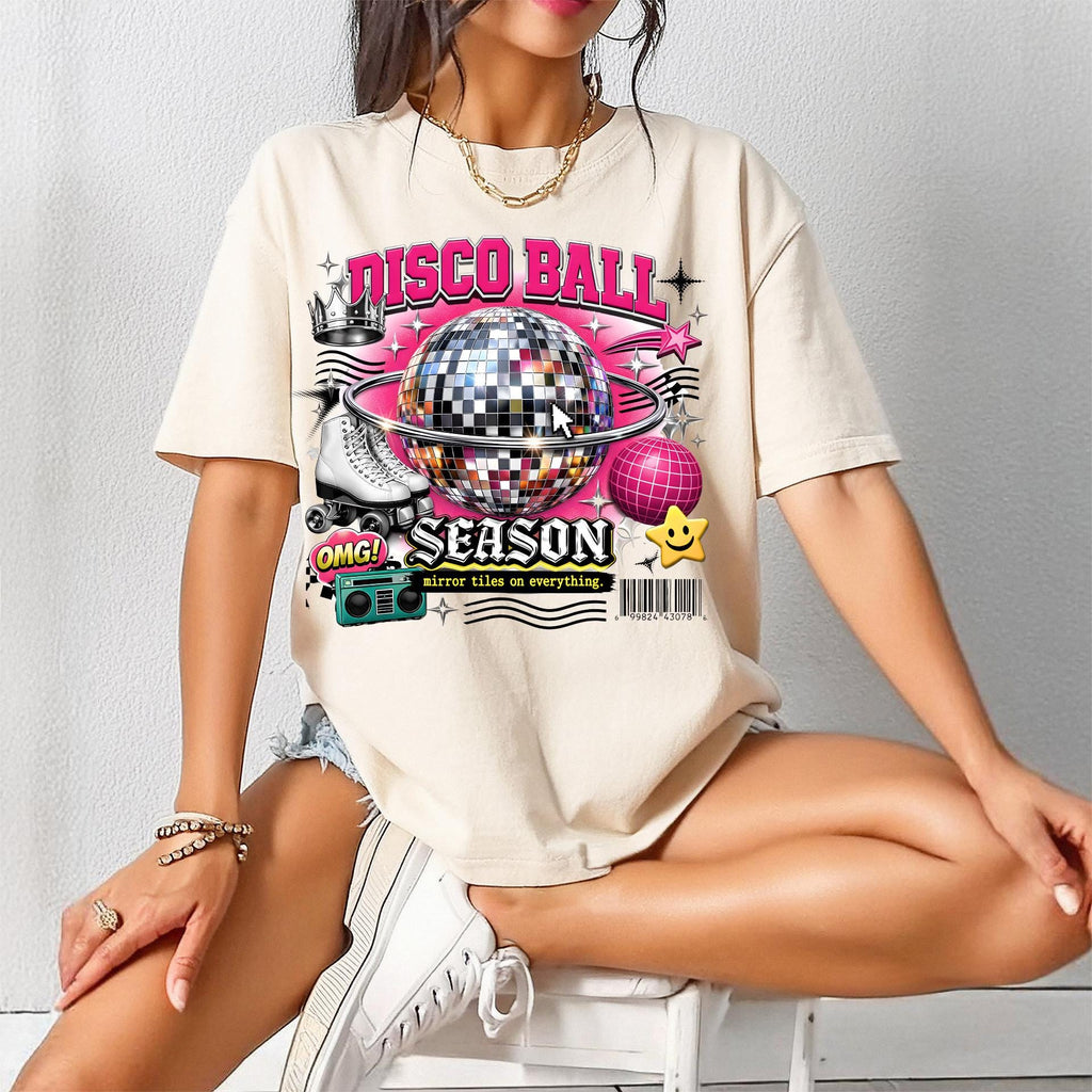Disco Ball Season T-Shirt | Retro Mirror Graphic Tee, 90s Party Outfit