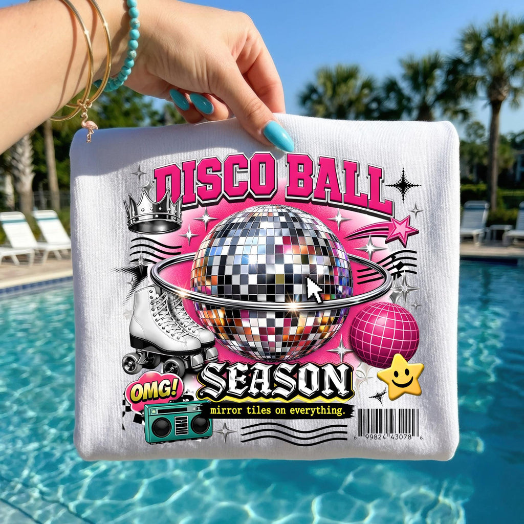 Disco Ball Season T-Shirt | Retro Mirror Graphic Tee, 90s Party Outfit