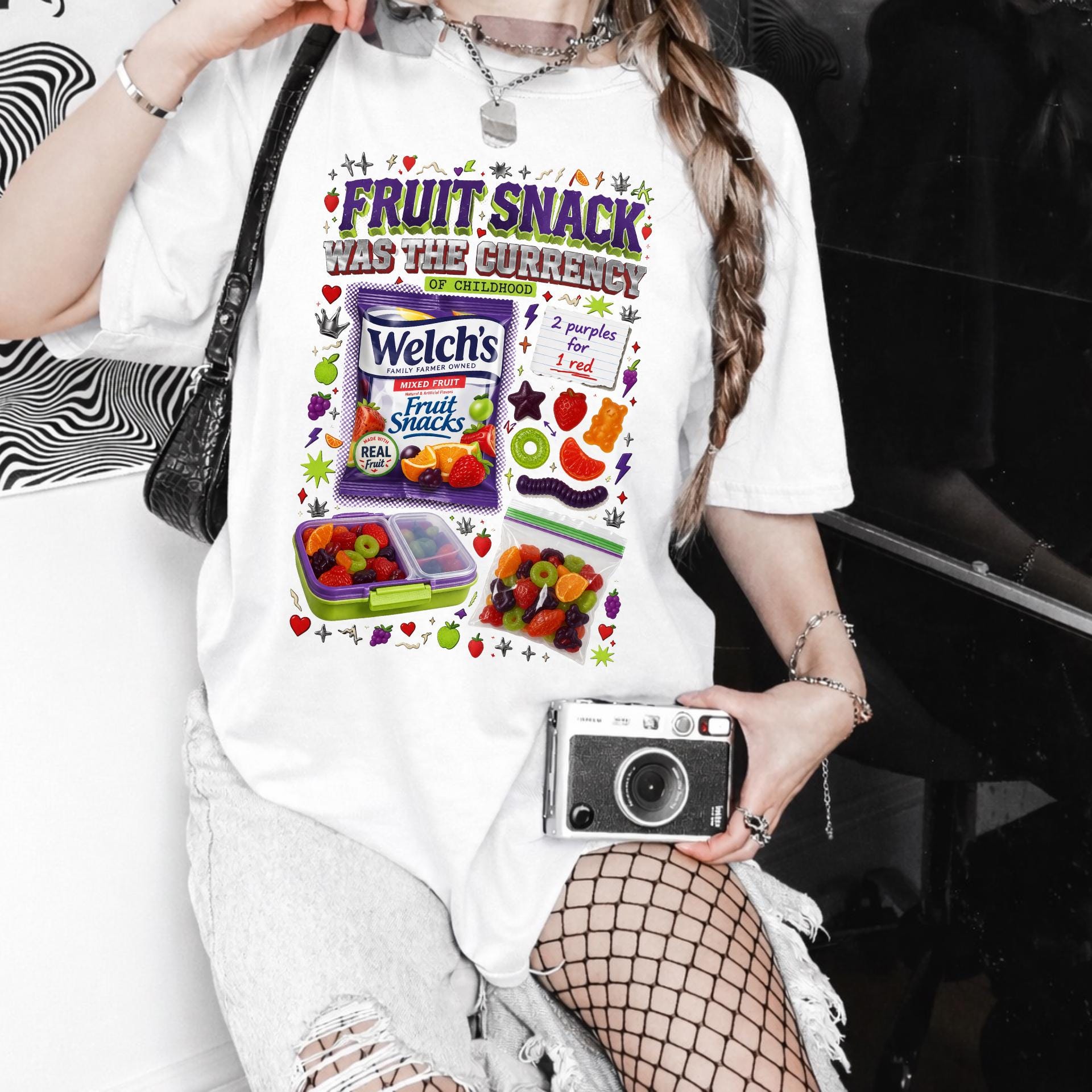 Fruit Snack Was The Currency T-Shirt | Retro Graphic Tee | Vintage Nostalgia Gift