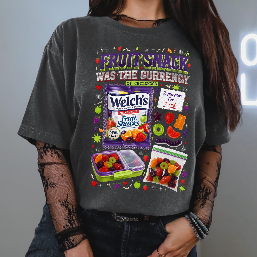 Fruit Snack Was The Currency T-Shirt | Retro Graphic Tee | Vintage Nostalgia Gift